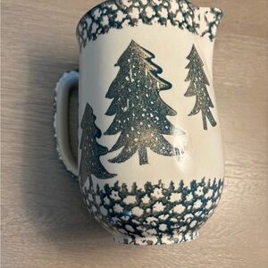 Green and White Tree Patterned Ceramic Pitcher
